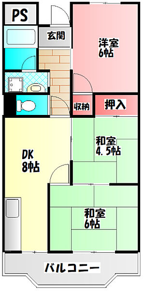 小川弐番館 ｜大阪府門真市月出町(賃貸マンション3DK・3階・54.54㎡)の写真 その2