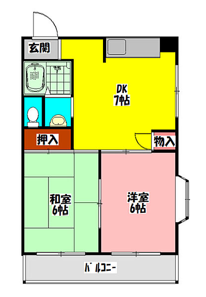 シンコウハイツ ｜大阪府門真市栄町(賃貸マンション2DK・4階・45.00㎡)の写真 その2