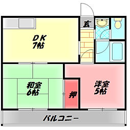 ケィプラザ金田 2DKの間取図画像