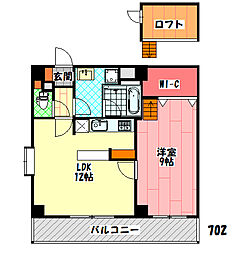 ヴィルフランシュ 7階1LDKの間取り