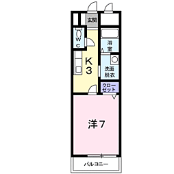 クローバーハイツ 1Kの間取図画像