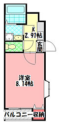 ラフォーレ 1Kの間取図画像