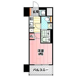 クレアート大阪トゥールビヨン 1Kの間取図画像