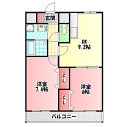 ロジュマン門真 2DKの間取図画像