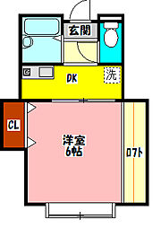 ヴィレッヂコートフカダ 1Kの間取図画像
