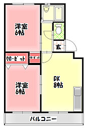 高橋マンション 2DKの間取図画像