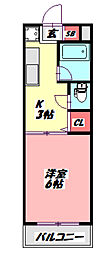 高瀬ハイツ 1Kの間取図画像