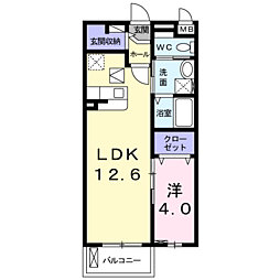 クラール寺方元町 1LDKの間取図画像