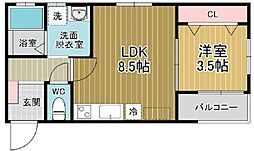 グロワール栄町 1LDKの間取図画像