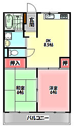 S&Kパルデンス 2DKの間取図画像