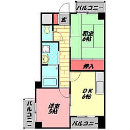 シャルマン・錦 2DKの間取図画像