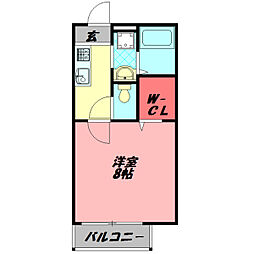 メゾンドボヌールB棟 1Kの間取図画像