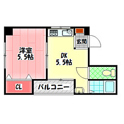 コウエイハイム 1DKの間取図画像