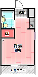 ハイツキド ワンルームの間取図画像