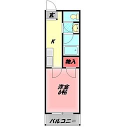オスカー柳町 1Kの間取図画像