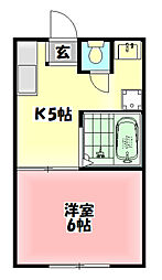 ペントハウス馬場 1DKの間取図画像