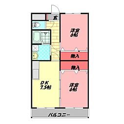 グラン・ルーク 2DKの間取図画像