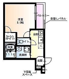 フジパレス滝井元町2番館 1Kの間取図画像