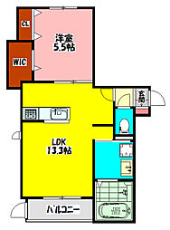 ラ・クール 1LDKの間取図画像