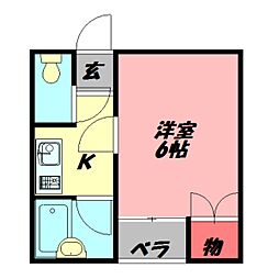 シャルマン大宮 1Kの間取図画像