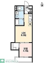 つばめハウス北松戸 2階1LDKの間取り