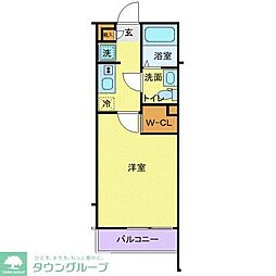 ラフィーナー松戸 2階1Kの間取り