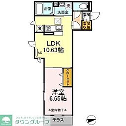 クレシア 3階1LDKの間取り