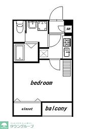 クルーゼ 1階1Kの間取り