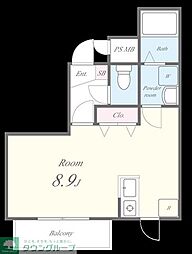 ミリアビタ薬園台II 3階ワンルームの間取り