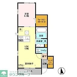 グランドソレイユI 1階1LDKの間取り