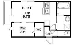 メゾン　レトワール 2階1LDKの間取り