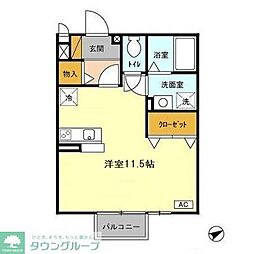 メルベーユ 2階ワンルームの間取り