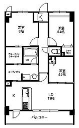 クレール大洲 1階3LDKの間取り