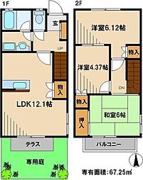 京成松戸線 元山駅 徒歩6分の賃貸アパート 1階3LDKの間取り