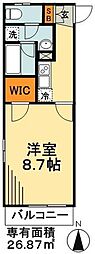 リブリ・クローバー 2階1Kの間取り