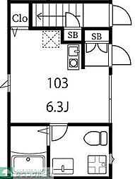 Ｐｌａｔａｎｕｓ　Ｃｏｕｒｔ 1階ワンルームの間取り