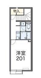レオネクストエスプリットテラス 2階1Kの間取り