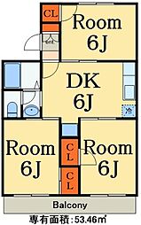 メゾンドールハマ壱番館 3DKの間取図画像
