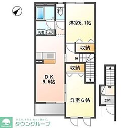 303-A 2DKの間取図画像