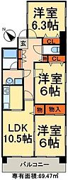 コンフォートヒル上本郷 3LDKの間取図画像
