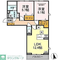 フェリシア 2LDKの間取図画像
