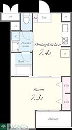TREES2 1DKの間取図画像