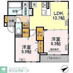 Resi NOIR(レジノワール) 2LDKの間取図画像