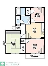 エスティーヌ津田沼2 3DKの間取図画像