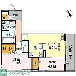(仮称)D-ROOM大瀬4丁目(SMII) 2LDKの間取図画像