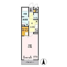 シリウス 1Kの間取図画像