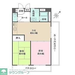 ビラ松涛 2DKの間取図画像