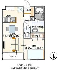 グランドソレイユ 1LDKの間取図画像