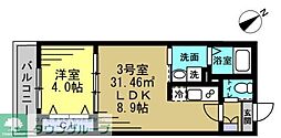 HD南柏 1LDKの間取図画像