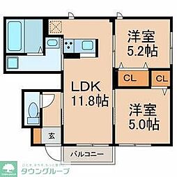 リベルテ 2LDKの間取図画像